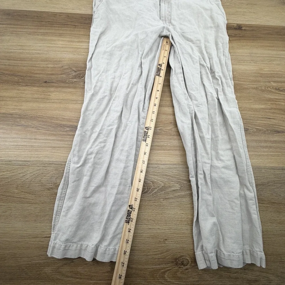 LL Bean Mens Linen Cotton Blend Pants 36x30 Cream Straight Leg 0 AVF2 Off White